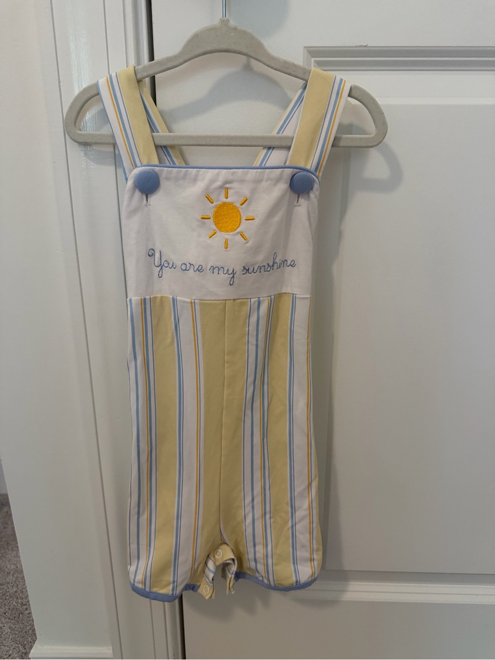 You Are My Sunshine Yellow Stripe Boys Shortall